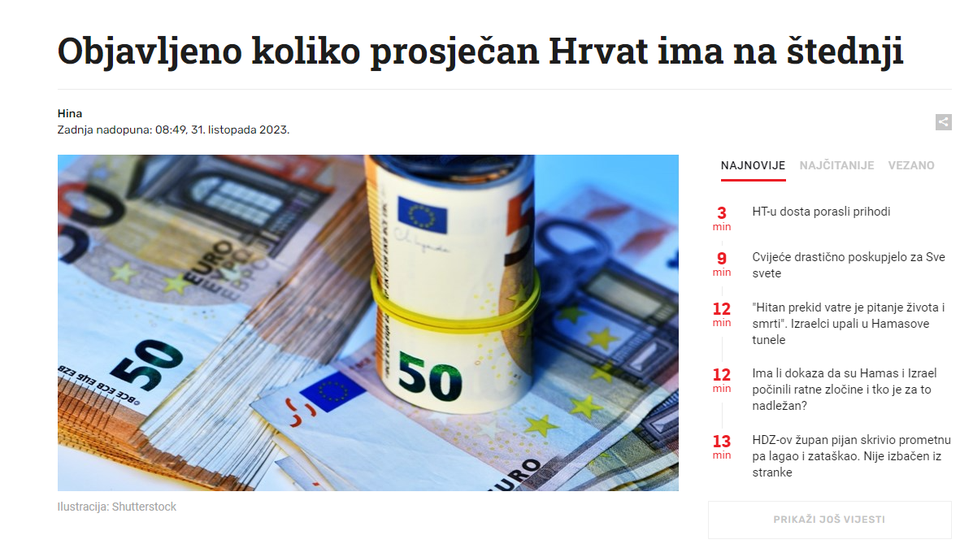 HNB i dalje ne objavljuje podatke o koncentraciji štednje